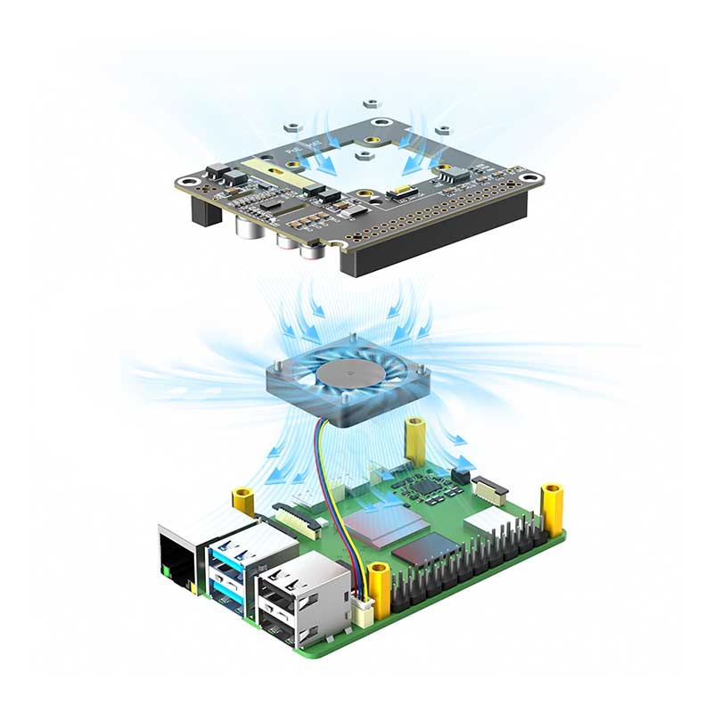 Raspberry Pi 5 POE Power Over Ethernet 802.3af/at For Pi5 Onboard FAN RGB LED