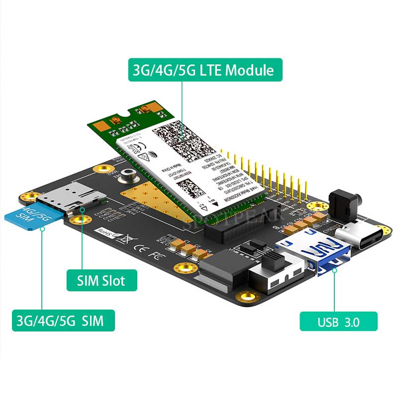 Raspberry Pi M.2 4G/5G & LTE HAT GSM/GPRS/EDGE For RM500/SIM8200/GM800 For Samsung ARTIK /Rock64 /Asus Tinker /Latte Panda