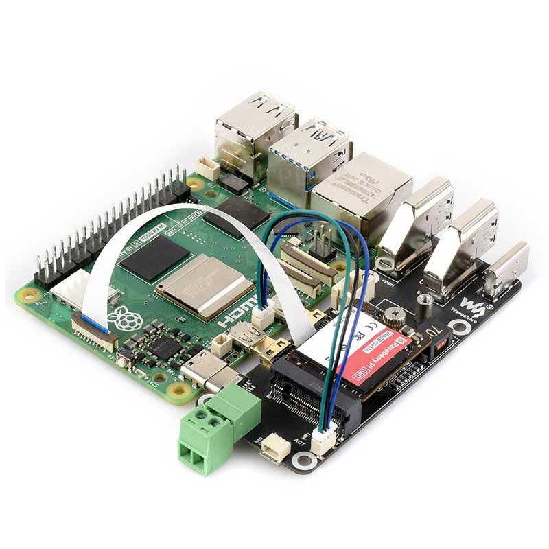 Raspberry Pi 5 PCIe to M.2 Multi Function Adapter Board Supports Dual 4K HDMI Output
