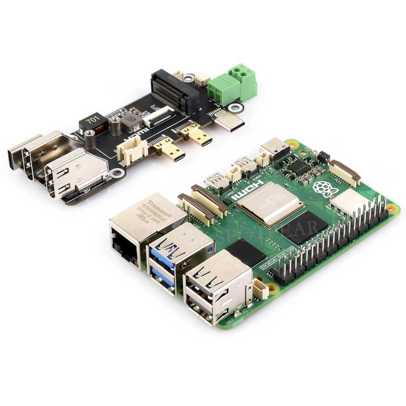 Raspberry Pi 5 PCIe to M.2 Multi Function Adapter Board Supports Dual 4K HDMI Output