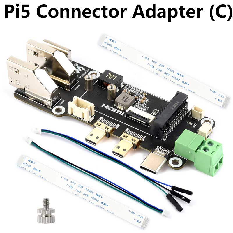 Raspberry Pi 5 PCIe to M.2 Multi Function Adapter Board Supports Dual 4K HDMI Output