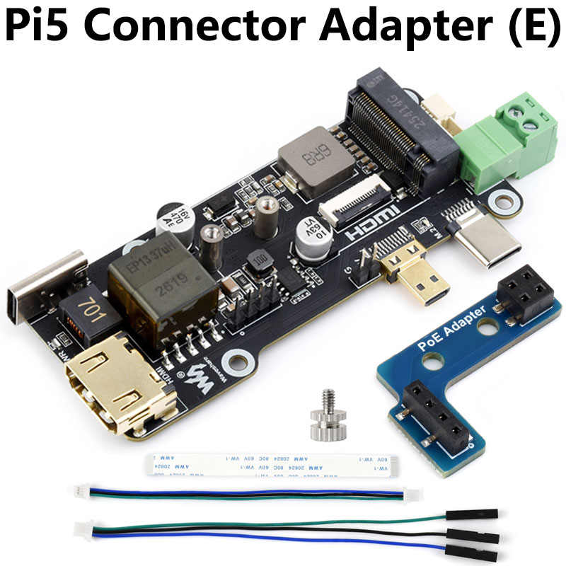Raspberry Pi 5 Multi functional ETH POE Power Adapter Board PCIe to M.2 NVMe SSD