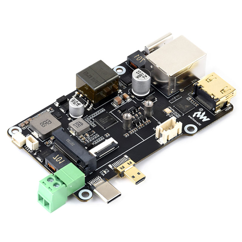 Raspberry Pi 5 PCIe to M.2 NVME SSD Multi Function Adapter Board PoE Ethernet Power over RJ45 Ethernet Driver-Free