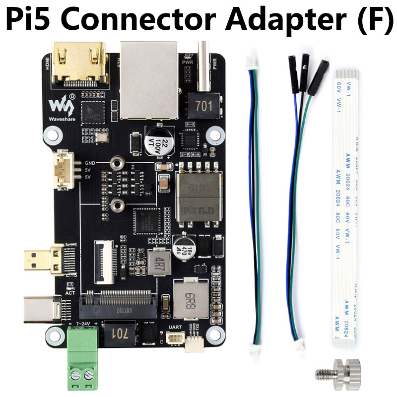 Raspberry Pi 5 PCIe to M.2 NVME SSD Multi Function Adapter Board PoE Ethernet Power over RJ45 Ethernet Driver-Free