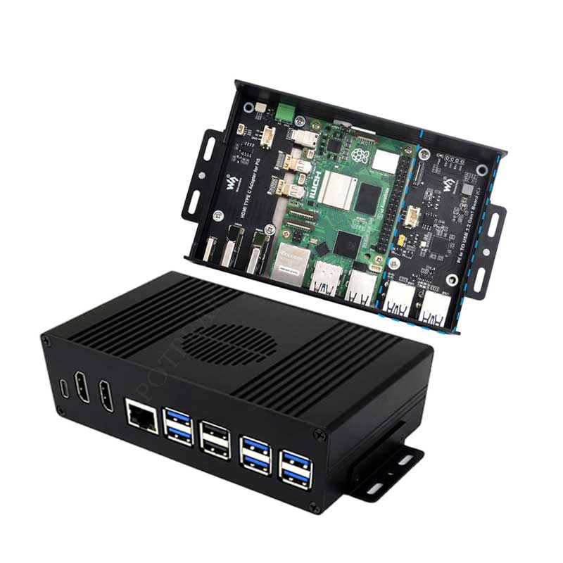 Raspberry Pi 5 Box Case Kit-B PCIe to USB3.2 Hub All Ports To Pi's USB Side