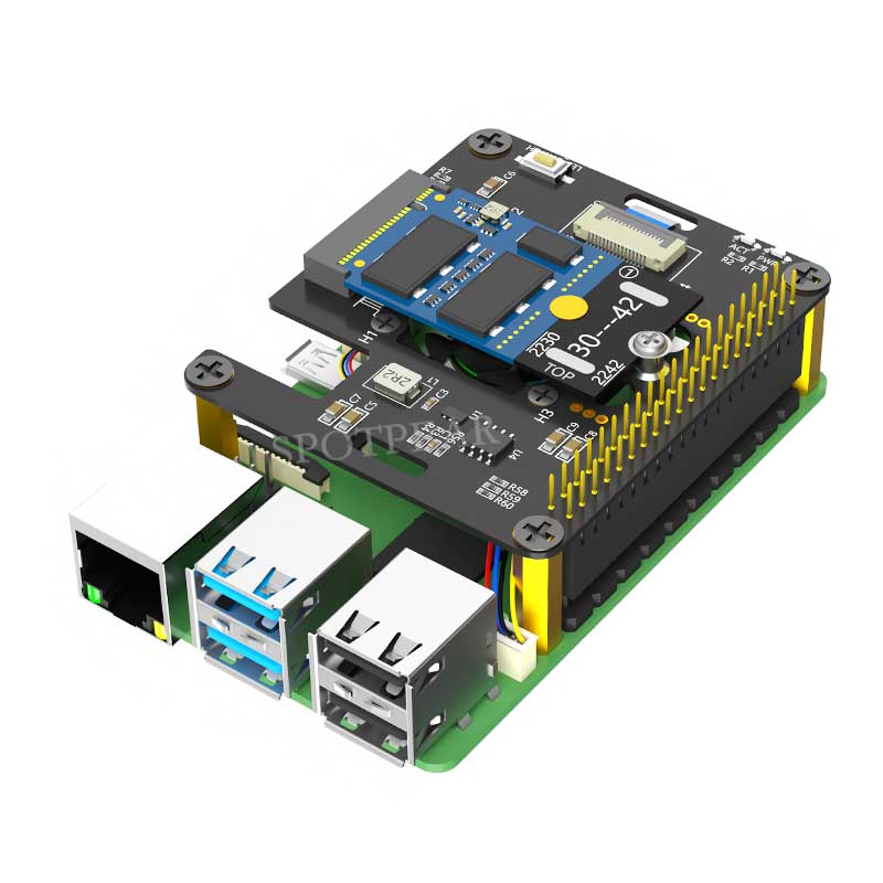 Raspberry Pi 5 PCIe to M.2 NVMe SSD Hat 3in1 With Fan 2230 2242