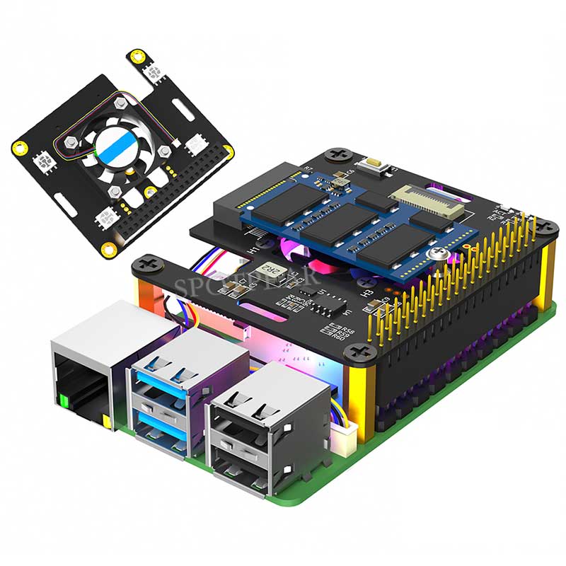 Raspberry Pi 5 PCIe to M.2 NVMe SSD Hat 3in1 With Fan 2230 2242