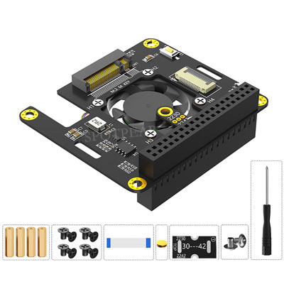 Raspberry Pi 5 PCIe to M.2 NVMe SSD Hat 3in1 With Fan 2230 2242