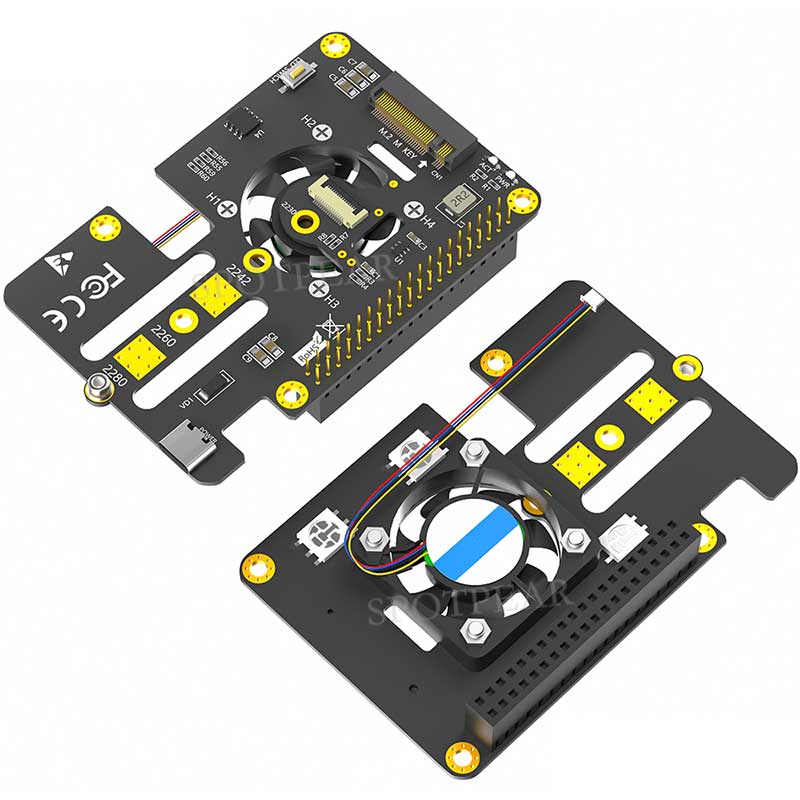 Raspberry Pi 5 PCIe to M.2 NVMe SSD Hat 3in1 With Fan 2280 2242 2230