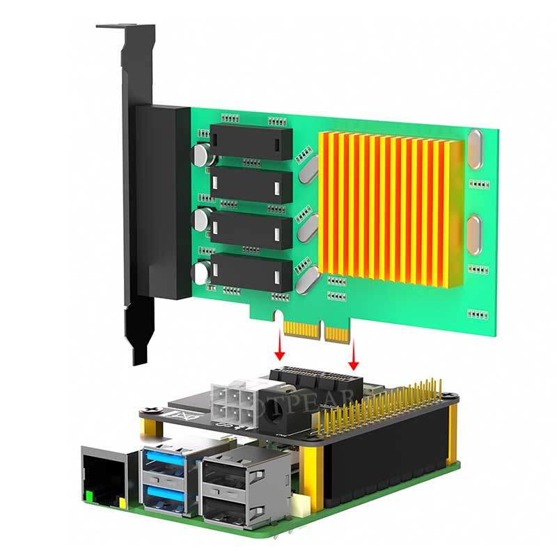 Raspberry Pi 5 PCIe FFC Connector to Standard PCIe x1 Slot Expansion Board