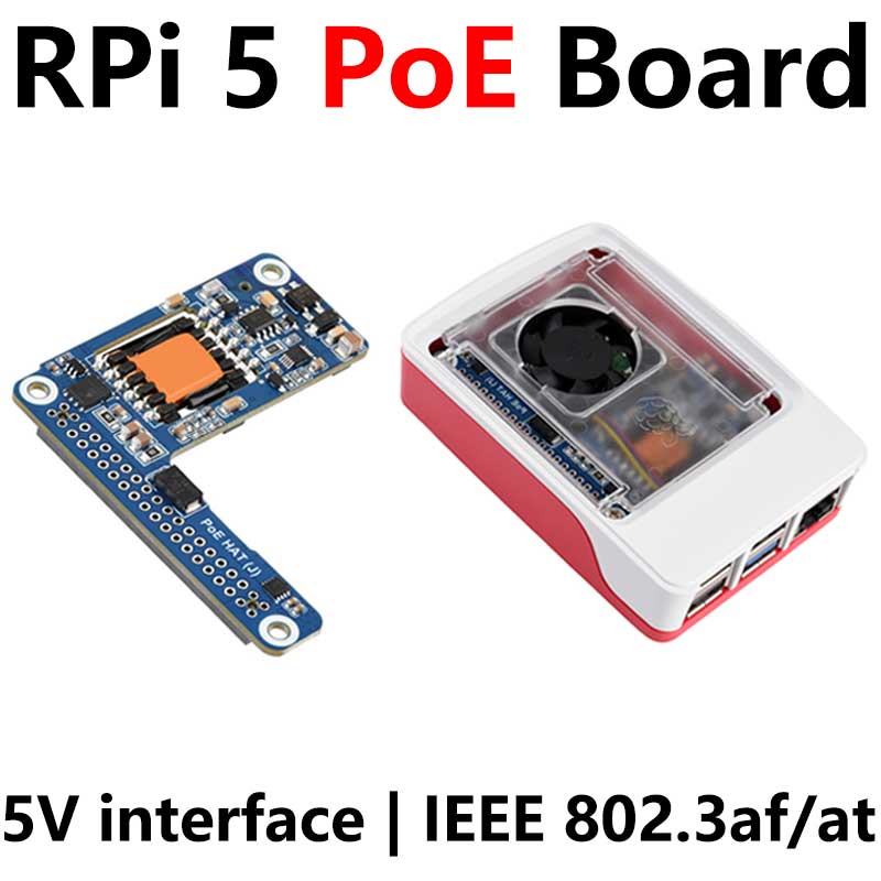 Raspberry Pi 5 PoE MINI HAT (J) 5V/5A Power over RJ45 Ethernet 802.3af/at Moudle for Pi5/CM5