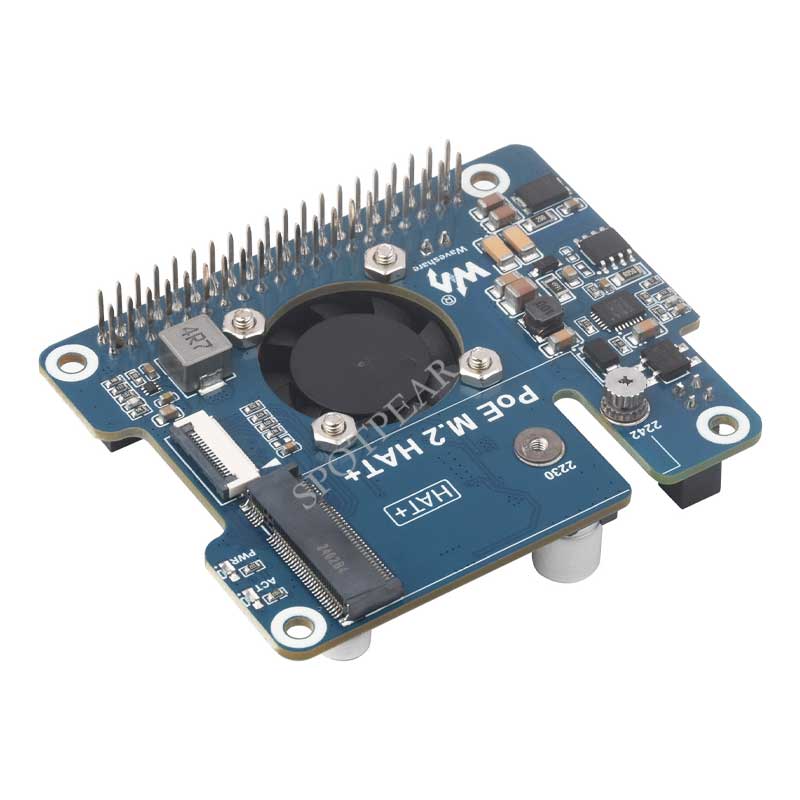 Raspberry Pi 5 POE + PCIe to M.2 NVMe SSD Board HAT+ Pi5 2242/2230 Power over Ethernet