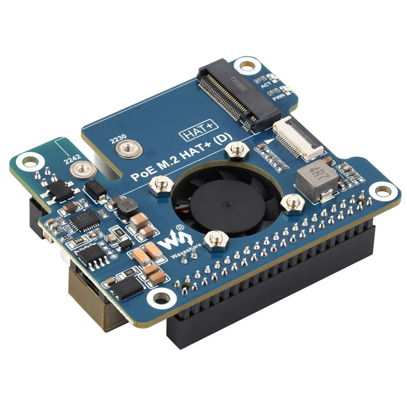 Raspberry Pi 5 ETH Ethernet PoE Power Supply Expansion Board PCIe to M.2 NVMe SSD