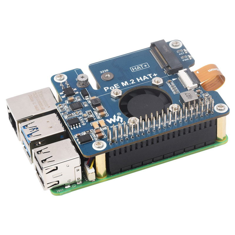 Raspberry Pi 5 ETH Ethernet PoE Power Supply Expansion Board PCIe to M.2 NVMe SSD