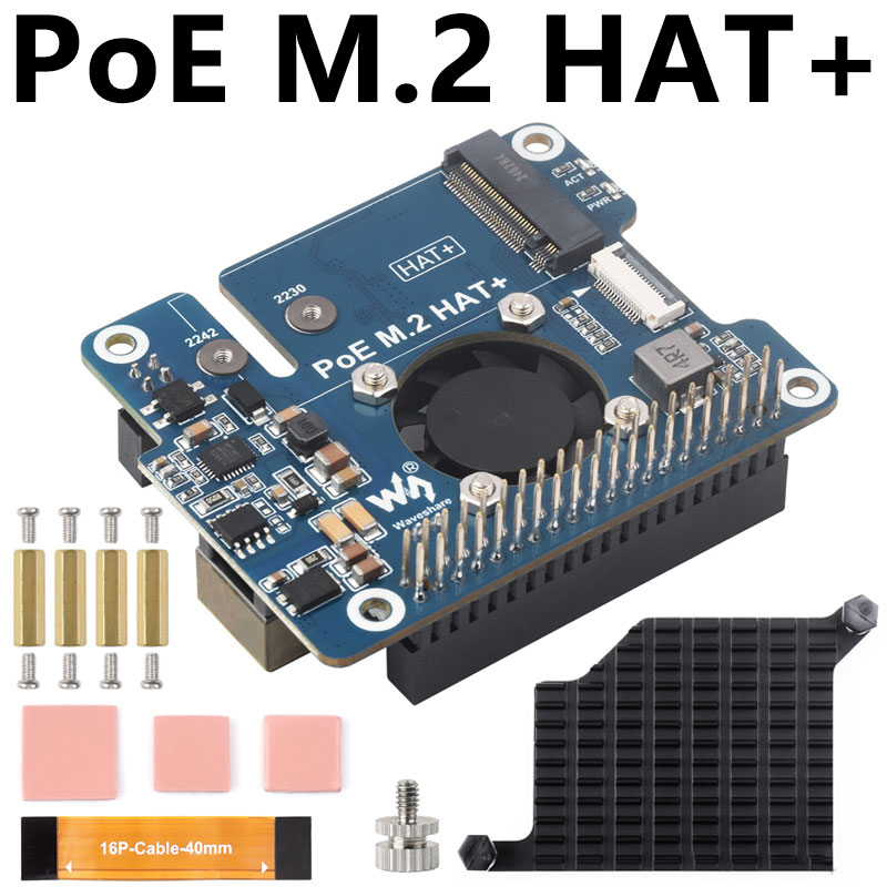 Raspberry Pi 5 ETH Ethernet PoE Power Supply Expansion Board PCIe to M.2 NVMe SSD