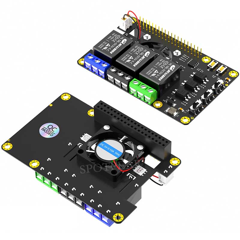 Raspberry Pi Power Relay Board Expansion Module with Cooling Fans And RGB-LED