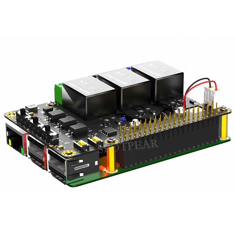 Raspberry Pi Power Relay Board Expansion Module with Cooling Fans And RGB-LED