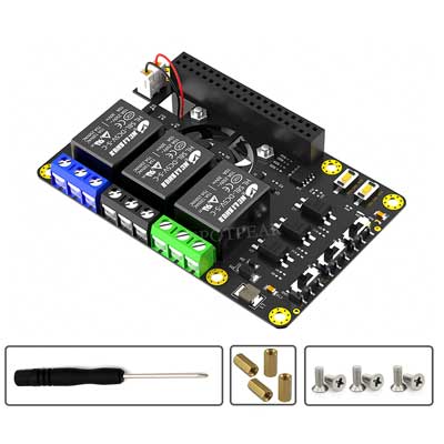 Raspberry Pi Power Relay Board Expansion Module with Cooling Fans And RGB-LED