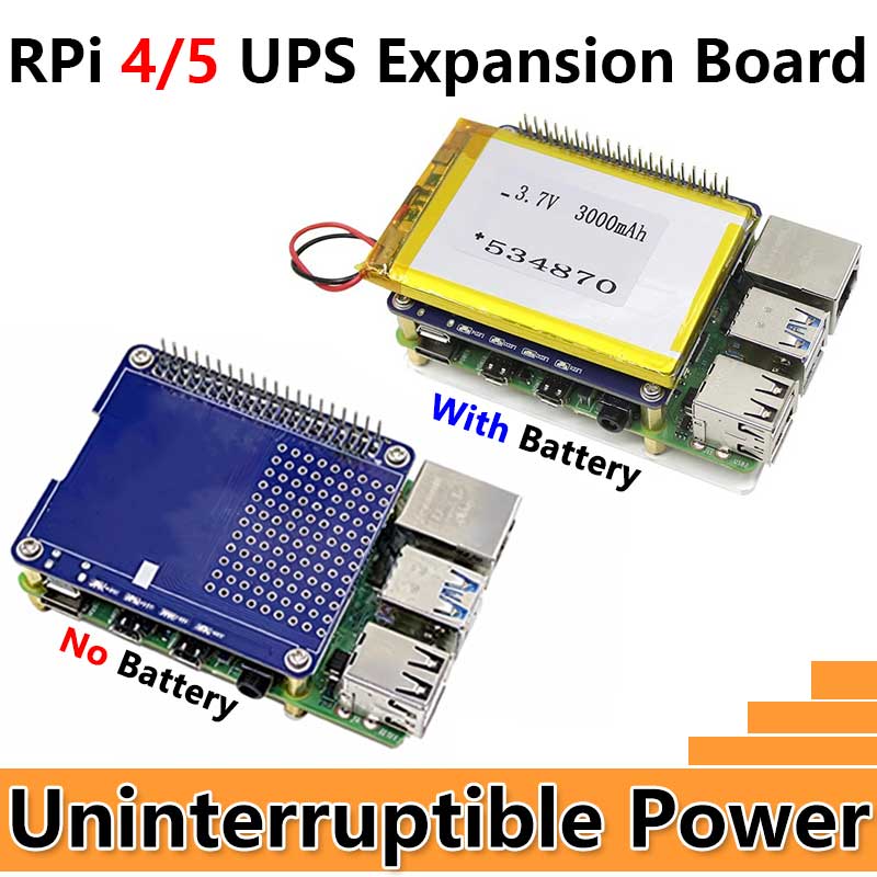 Raspberry Pi 4/5 UPS Uninterruptible Power Supply HAT Lithium Battery Module
