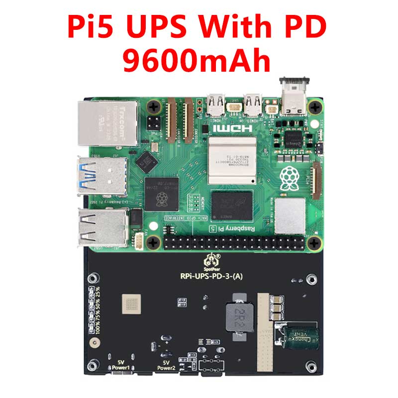 Raspberry Pi 5 / 4B UPS With PD Trigger Activation Uninterruptible Power Bank Supply 9600mAh 5V/5A 25W Also For Phone/Mini Computer PC