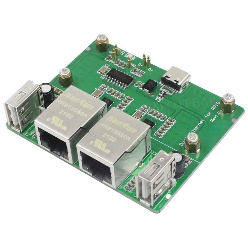 Raspberry Pi Zero 2W Dual Ethernet Expansion Board USB Hub Expansion RJ45