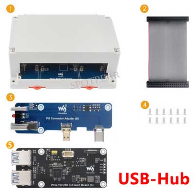 Raspberry Pi 4B/5 Industrial UART 2CH RS485 RS232 CAN FD HAT With Case For Installation of guide rails and hanging