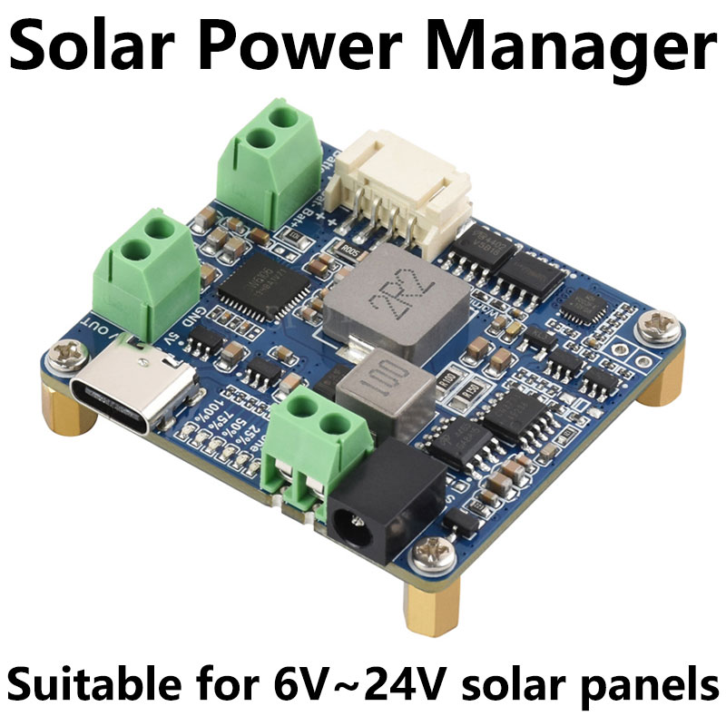 Solar Power Manager Module (D) Supports 6V~24V Solar Panel and Type-C Power Adapter