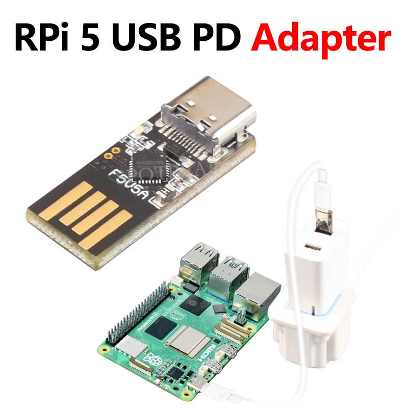 Raspberry Pi 5 USB A C Mini PD Trigger Activation Power Adapter To Solve Non-PD-Power system error warning