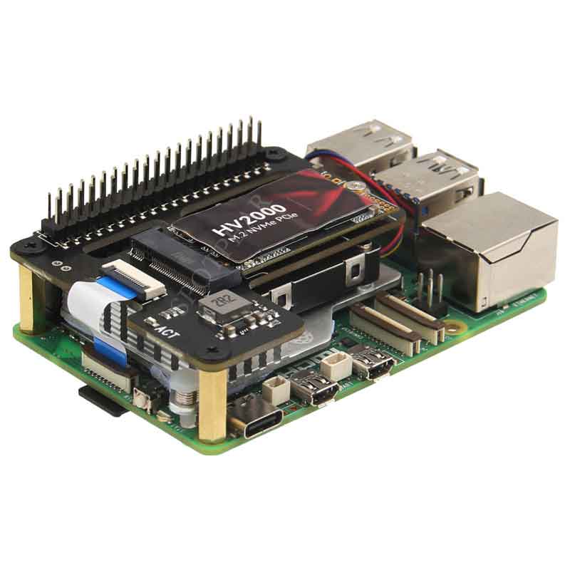 Raspberry Pi 5 PCIe to M.2 NVMe SSD Adapter Board HAT Pi5 X1000 2242 2230
