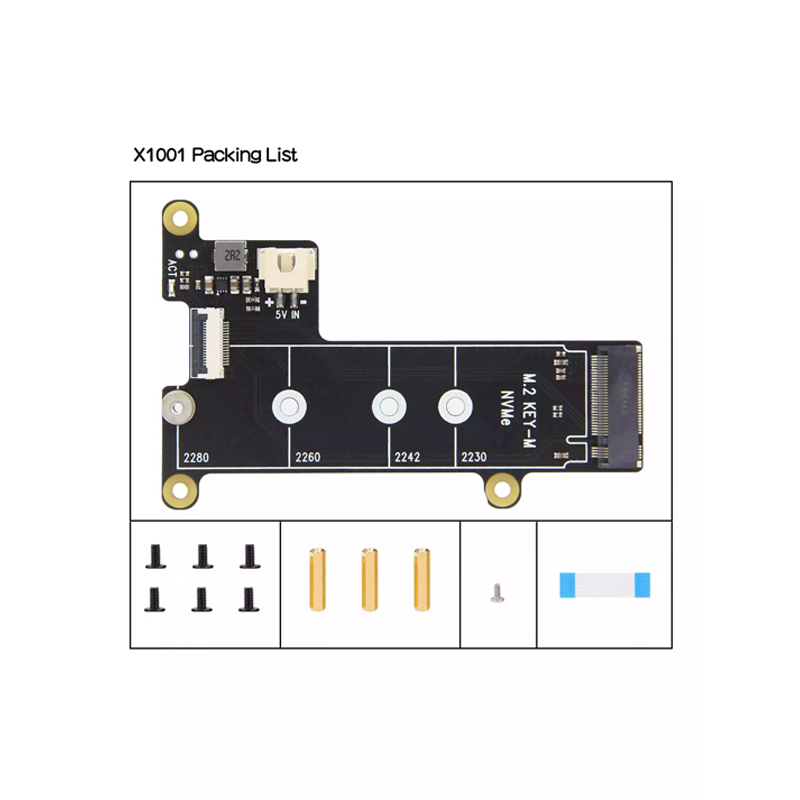 X1001 Raspberry Pi 5 PCIe to M.2 NVMe SSD Adapter Board HAT Pi5 2280-2242 2230