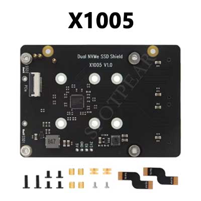 X1005 Raspberry Pi 5 PCIe to M.2 NVMe Dual SSD Adapter Board HAT Pi5 Double 2230/2242/2260/2280