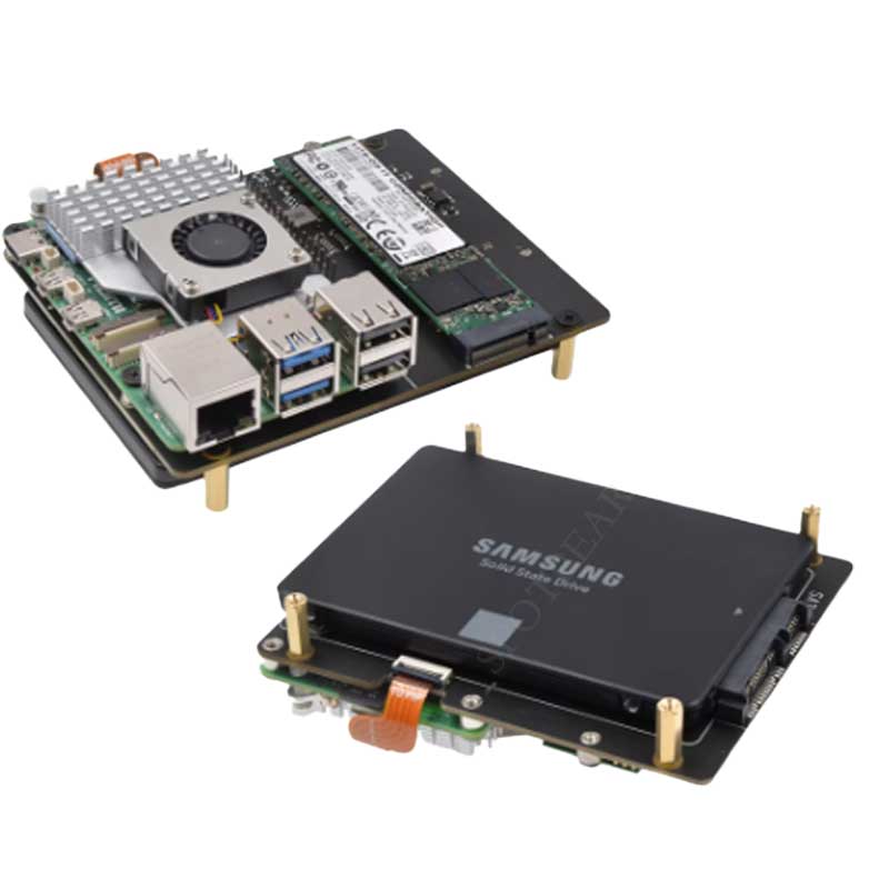 X1006 Raspberry Pi 5 PCIe To 2.5 SATA And M.2 KEY-B 2280 SSD/HDD Double-SATA (NOT BOOT From SATA/SSD