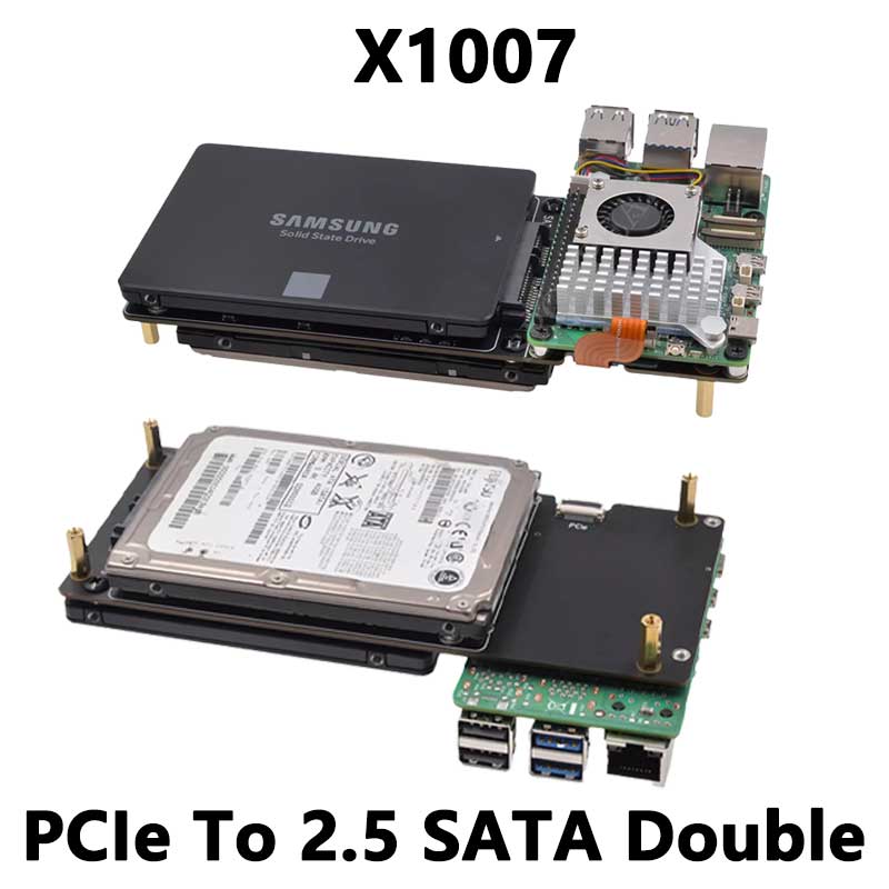 X1007 Raspberry Pi 5 PCIe to Dual 2.5