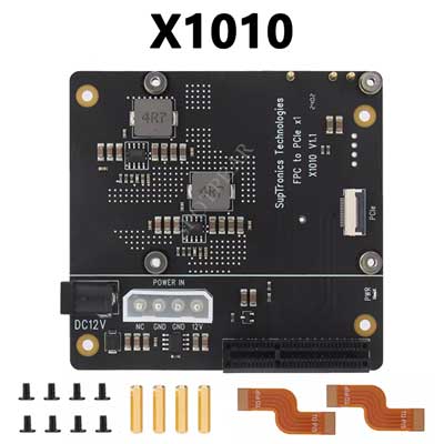 X1010 Raspberry Pi 5 PCIe FFC Connector to Standard PCIe x4 Slot Expansion Board