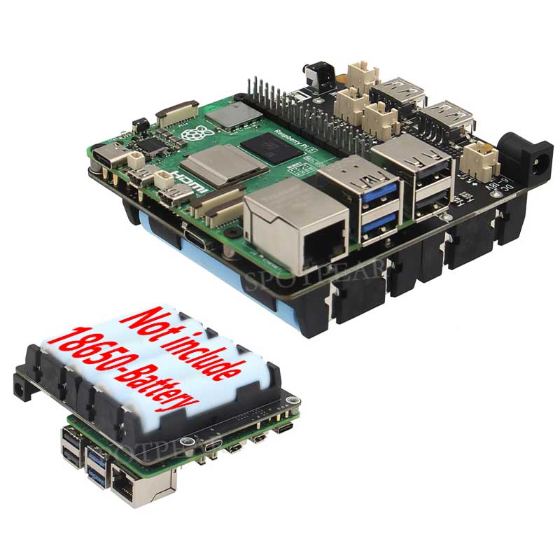 X1202 Raspberry Pi 5 UPS Board Uninterruptible Power Supply For 18650-Li-Battery (NOT includ) 4-Ports