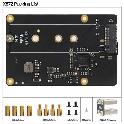 X872 Raspberry Pi 4 USB To M.2 NVMe SSD Expansion Board NAS Support Boot From SSD