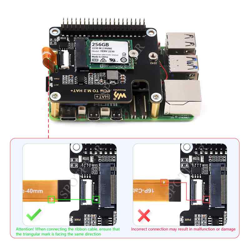 Raspberry Pi 5 PCIe to M.2 NVMe SSD Adapter Board HAT