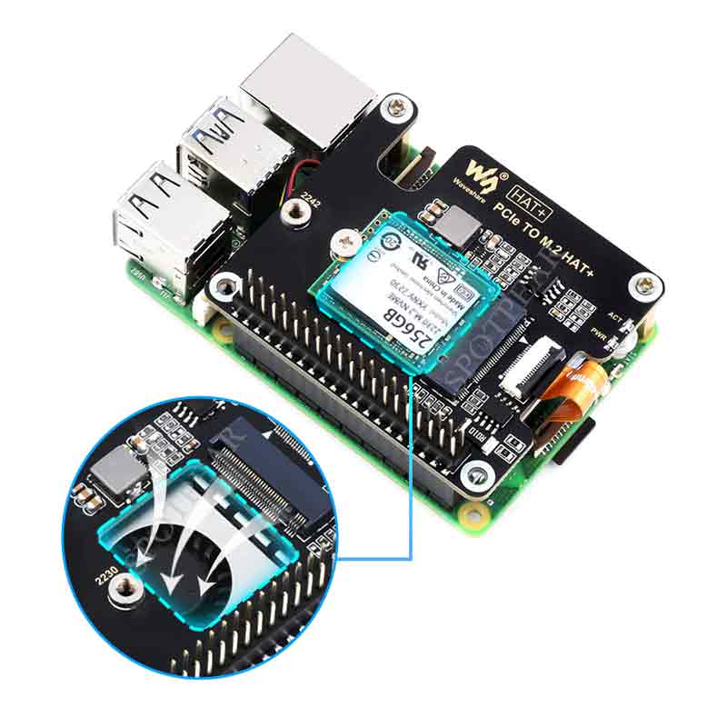 Raspberry Pi 5 PCIe to M.2 NVMe SSD Adapter Board HAT