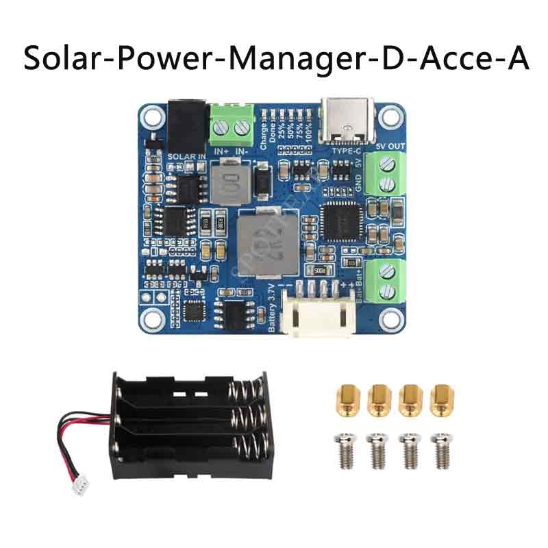 Solar Power Manager Module (D) Supports 6V~24V Solar Panel and Type-C Power Adapter