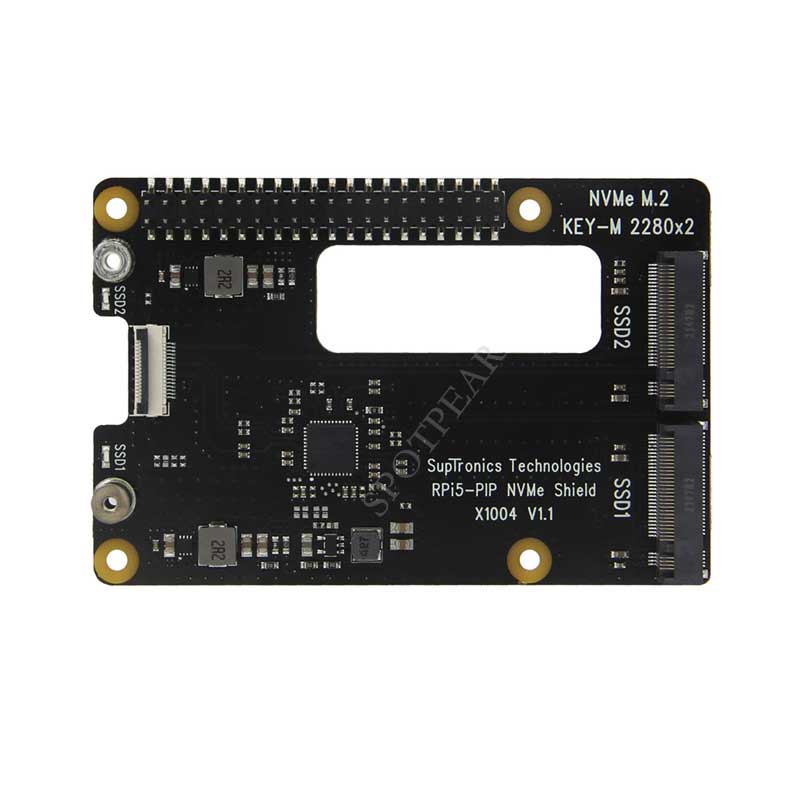 X1004 Raspberry Pi 5 PCIe to M.2 NVMe Dual SSD Adapter Board HAT Pi5 Double 2280