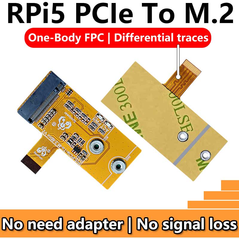 Raspberry Pi 5 PCIe to M.2 NVMe SSD Mini V2 Active Cooler Fan Board FPC One-Body & Differential Matching Pi5 2230 2242