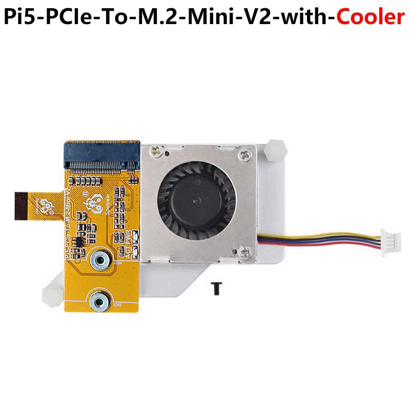 Raspberry Pi 5 PCIe to M.2 NVMe SSD Mini V2 Active Cooler Fan Board FPC One-Body & Differential Matching Pi5 2230 2242