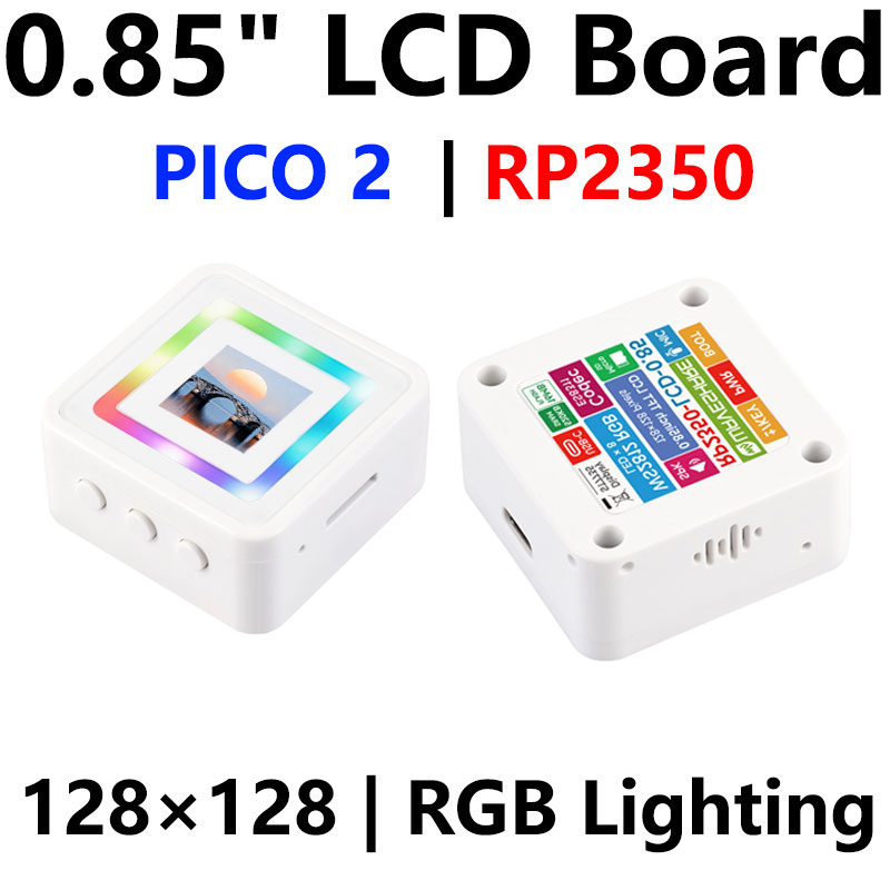 Raspberry Pi Pico 2 RP2350 0.85inch LCD Display Development Board RGB Lighting 128×128