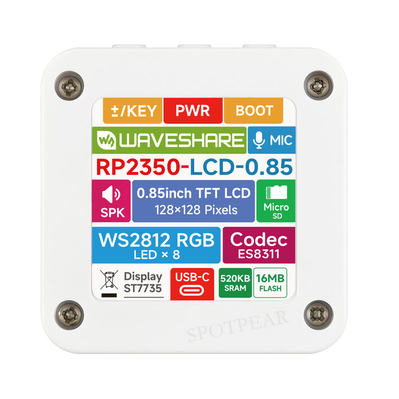 Raspberry Pi Pico 2 RP2350 0.85inch LCD Display Development Board RGB Lighting 128×128