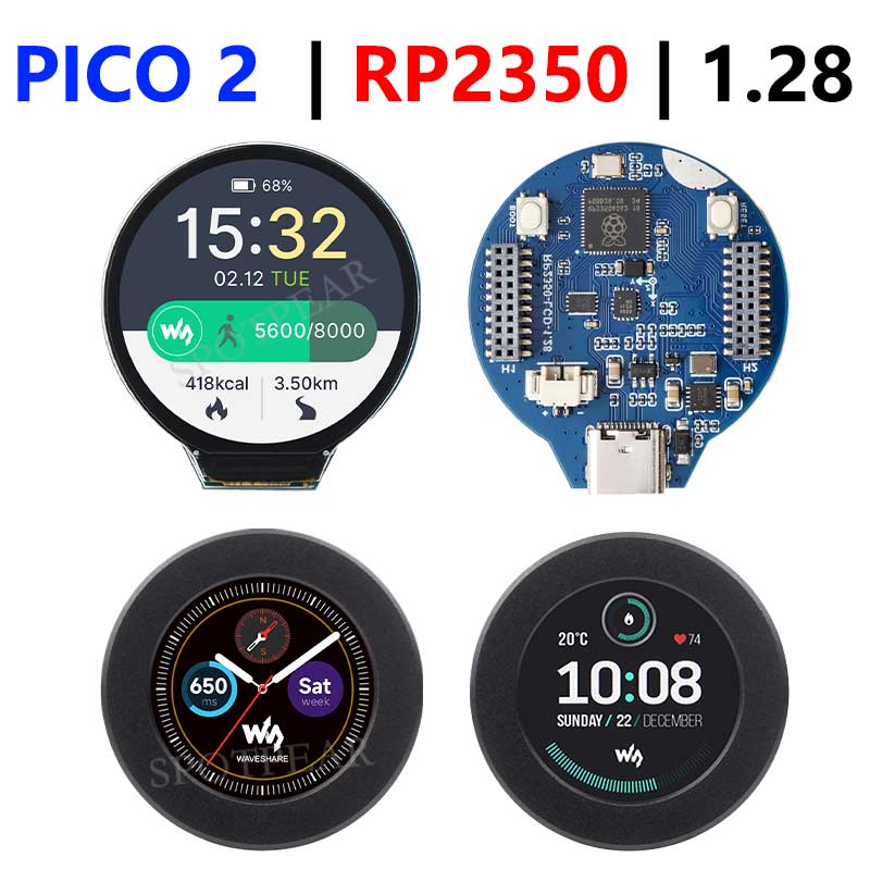 Raspberry Pi Pico 2 RP2350 1.28 inch Round LCD  Development Board 240x240 Display Screen QMI8658 6-Axis