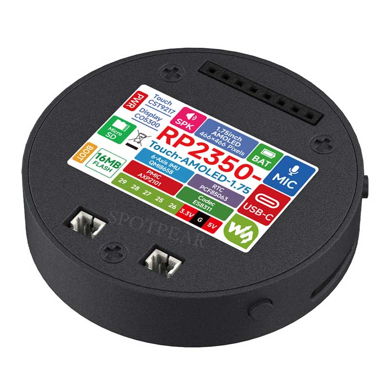 Raspberry Pi Pico 2 RP2350 1.75-inch AMOLED 1.75inch Round TouchScreen Display QMI8658 6-axis GPS