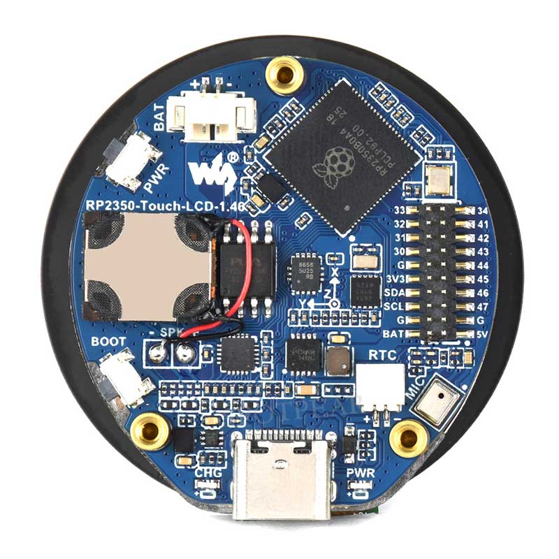 Raspberry Pi Pico 2 RP2350B 1.46 inch Round LCD Touch Display 412x412 HMI LVGL QMI8658 6-axis 65K Colors