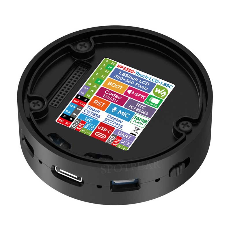  Raspberry Pi Pico 2 RP2350A  Audio Box 1.85-inch LCD Round 1.85inch TouchScreen Speaker 360x360