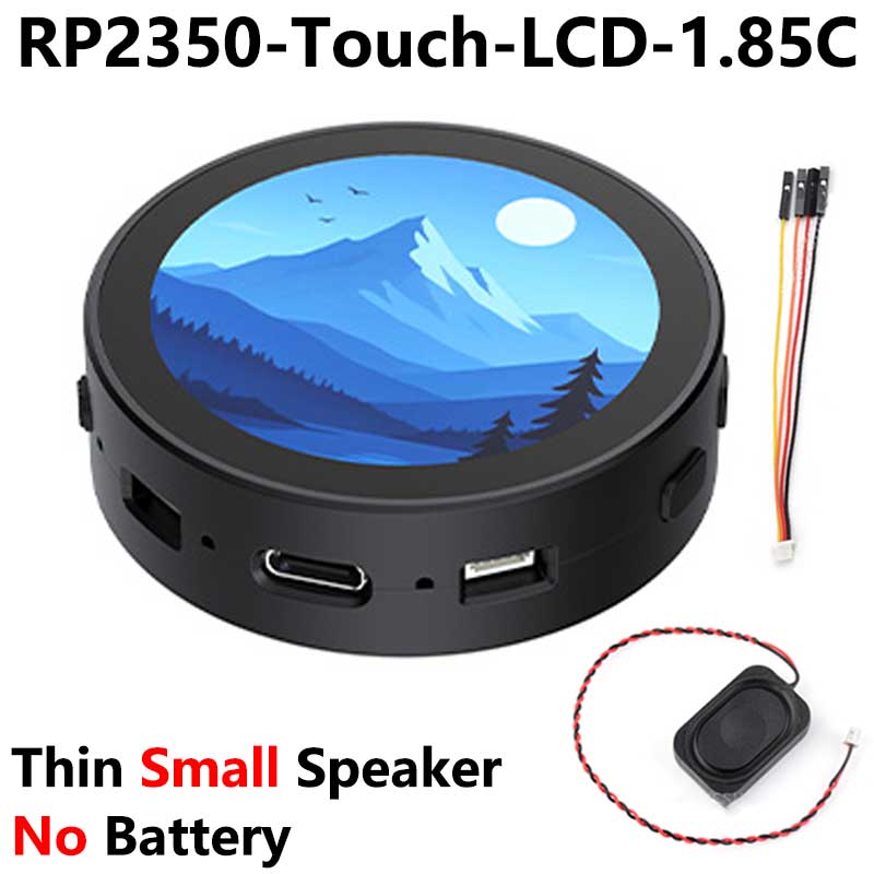  Raspberry Pi Pico 2 RP2350A  Audio Box 1.85-inch LCD Round 1.85inch TouchScreen Speaker 360x360