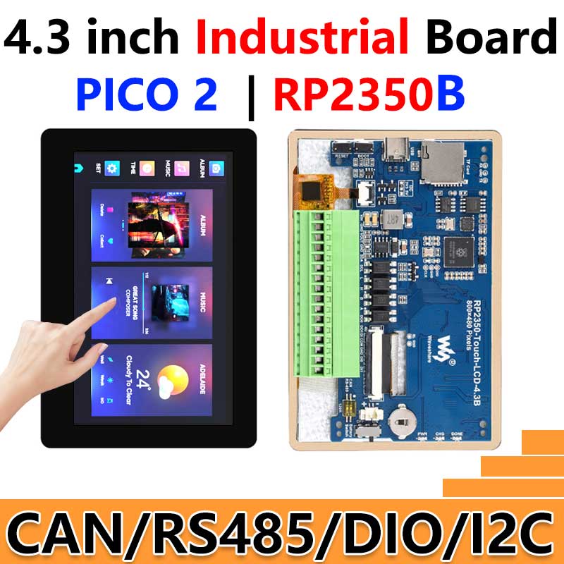 Raspberry Pi Pico 2 RP2350B 4.3inch Capacitive TouchScreen 4.3 inch LCD Display Development Board 800×480